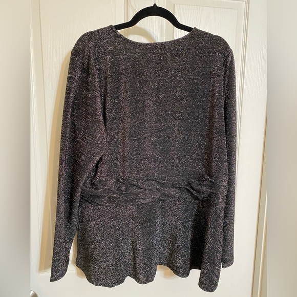 Lane Bryant Illusion Collection Womens Top Black Silver Sparkle - Picture 2 of 6